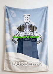 Burberry TB Monogram Lighthouse Installation Print Flannel Sofa Throw Blanket B083